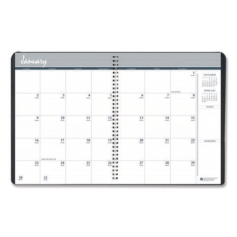 14-month Recycled Ruled Monthly Planner, 8.75 X 6.78, Black Cover, 14-month: Dec 2024 To Jan 2026