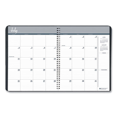 Academic Year 14-month Recycled Ruled Monthly Planner, 11 X 8.5, Black Cover, 14-month (july To Aug): 2024 To 2025