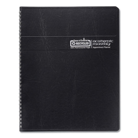 Academic Year 14-month Recycled Ruled Monthly Planner, 11 X 8.5, Black Cover, 14-month (july To Aug): 2024 To 2025