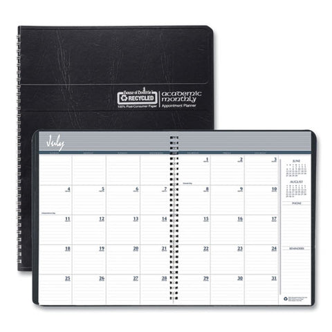 Academic Year 14-month Recycled Ruled Monthly Planner, 11 X 8.5, Black Cover, 14-month (july To Aug): 2024 To 2025