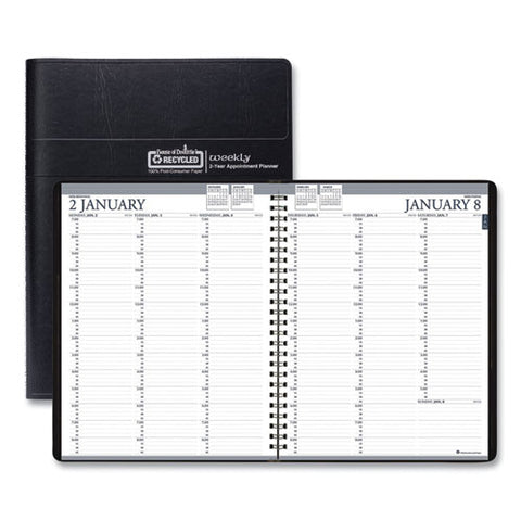 Recycled Professional Weekly Planner, 15-minute Appts, 11 X 8.5, Black Wirebound Soft Cover, 24-month: Jan 2025 To Dec 2026