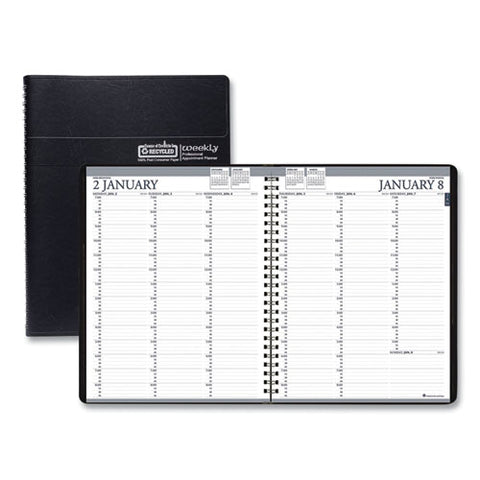 Recycled Professional Weekly Planner, 15-minute Appts, 11 X 8.5, Black Wirebound Soft Cover, 12-month (jan To Dec): 2025