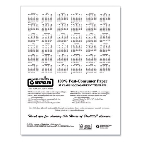 Recycled Professional Weekly Planner, 15-minute Appts, 11 X 8.5, Blue Wirebound Soft Cover, 12-month (jan To Dec): 2025