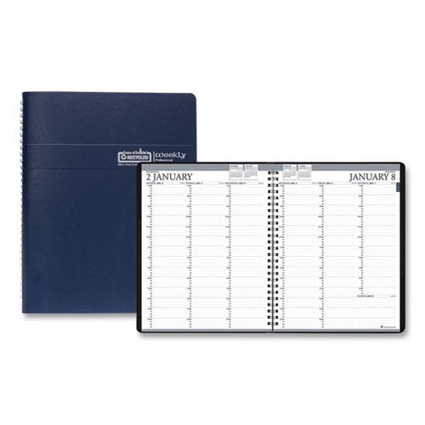 Recycled Professional Weekly Planner, 15-minute Appts, 11 X 8.5, Blue Wirebound Soft Cover, 12-month (jan To Dec): 2025