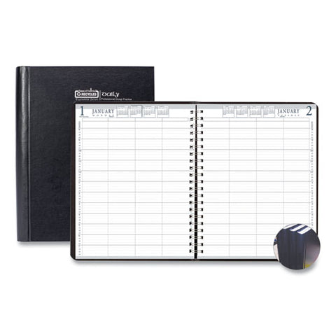 Executive Series Four-person Group Practice Daily Appointment Book, 11 X 8.5, Black Hard Cover, 12-month (jan To Dec): 2025