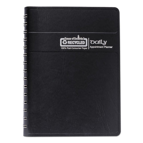 Memo Size Daily Appointment Book With 15-minute Schedule, 8 X 5, Black Cover, 12-month (jan To Dec): 2025