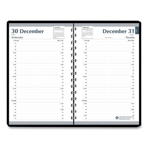 Memo Size Daily Appointment Book With 15-minute Schedule, 8 X 5, Black Cover, 12-month (jan To Dec): 2025