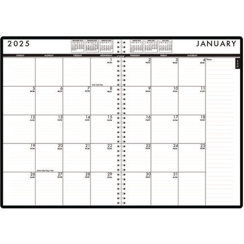 24/7 Recycled Daily Appointment Book/monthly Planner, 10 X 7, Black Cover, 12-month (jan To Dec): 2025