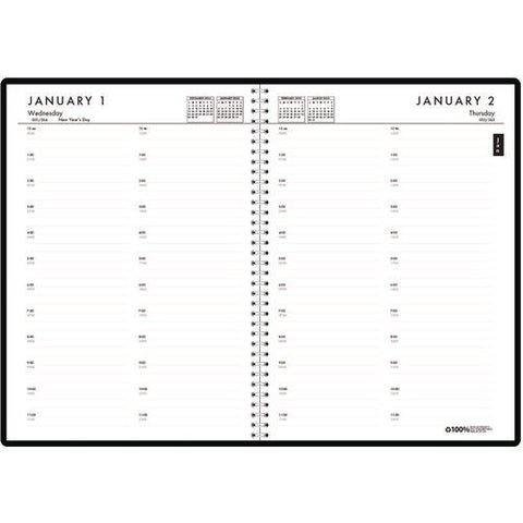 24/7 Recycled Daily Appointment Book/monthly Planner, 10 X 7, Black Cover, 12-month (jan To Dec): 2025