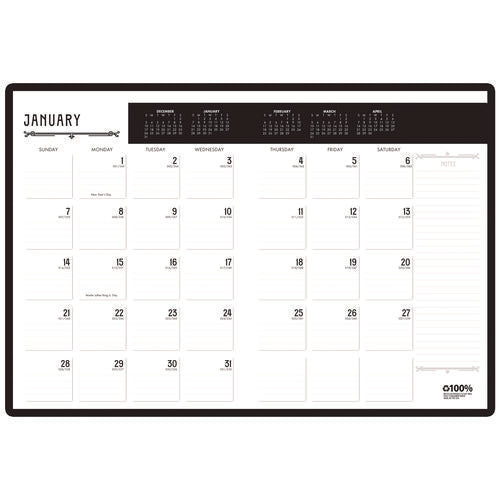 100% Recycled Deco Days Monthly Planner, 11 X 8.5, Black/gold Cover, 12-month (jan To Dec): 2025