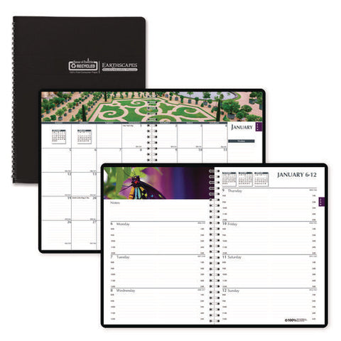 Earthscapes Recycled Weekly/monthly Planner, Gardens Of The World Photography, 10 X 7, Black Cover, 12-month (jan-dec): 2025