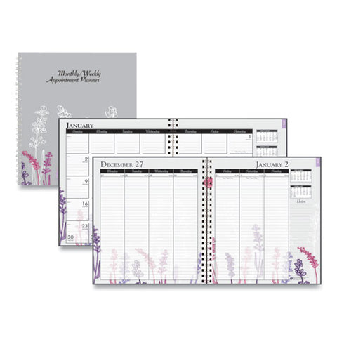 Recycled Wild Flower Weekly/monthly Planner, Wild Flowers Artwork, 9 X 7, Gray/white/purple Cover, 12-month (jan-dec): 2025