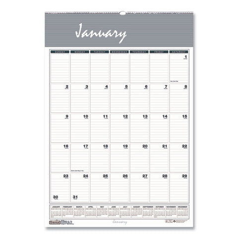 Bar Harbor Recycled Wirebound Monthly Wall Calendar, 8.5 X 11, White/blue/gray Sheets, 12-month (jan-dec): 2025