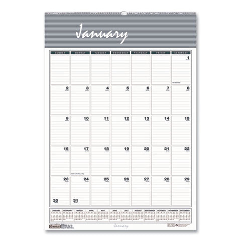 Bar Harbor Recycled Wirebound Monthly Wall Calendar, 22 X 31.25, White/blue/gray Sheets, 12-month (jan-dec): 2025