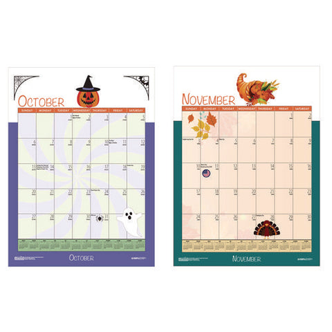 Academic Year Recycled Seasonal Wall Calendar, Illustrated Seasons Artwork, 12 X 16.5, 12-month (july To June): 2024 To 2025