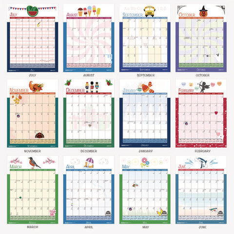 Academic Year Recycled Seasonal Wall Calendar, Illustrated Seasons Artwork, 12 X 16.5, 12-month (july To June): 2024 To 2025