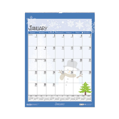 Recycled Seasonal Wall Calendar, Illustrated Seasons Artwork, 12 X 16.5, 12-month (jan To Dec): 2025