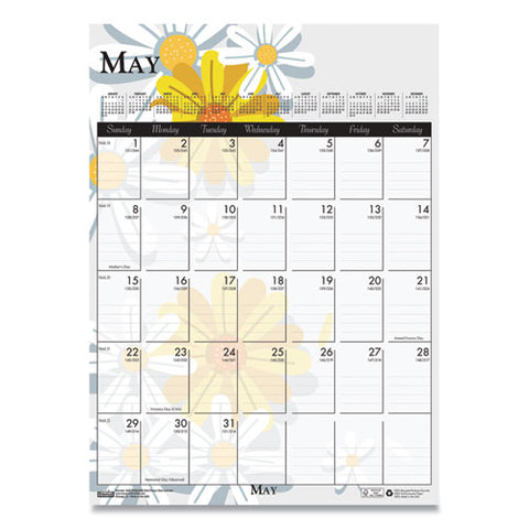 Recycled Wild Flower Wall Calendar, Wild Flowers Artwork, 12 X 16.5, White/multicolor Sheets, 12-month (jan To Dec): 2025