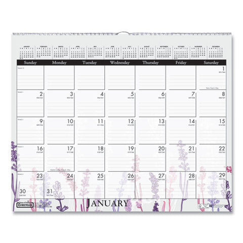 Recycled Wild Flower Wall Calendar, Wild Flowers Artwork, 15 X 12, White/multicolor Sheets, 12-month (jan To Dec): 2025