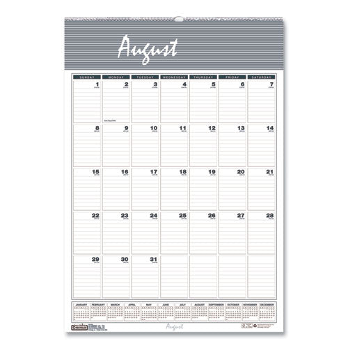 Academic Year Bar Harbor Recycled Wirebound Monthly Wall Calendar, 12 X 17, White/blue Sheets, 12-month (aug-july): 2024-2025