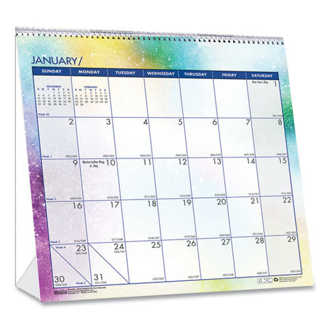 Recycled Cosmos Tent Calendar, Night Sky Artwork, 6 X 6, White/multicolor Sheets, 12-month (jan To Dec): 2025