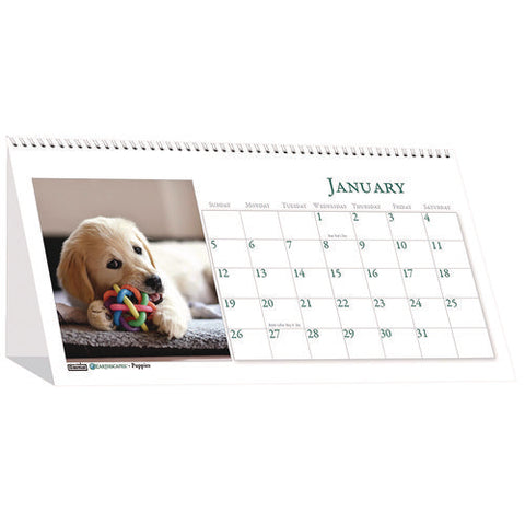 Earthscapes Recycled Desk Tent Monthly Calendar, Puppies Photography, 8.5 X 4.5, White Sheets, 12-month (jan To Dec): 2025