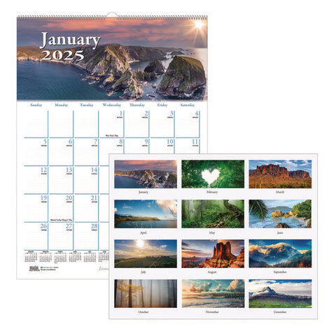 Earthscapes Recycled Monthly Wall Calendar, Scenic Beauty Photography, 12 X 16.5, White Sheets, 12-month (jan-dec): 2025