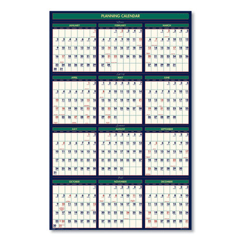 Four Seasons Business/academic Recycled Wall Calendar, 24 X 37, 12-month (july-june): 2024-2025, 12-month (jan To Dec): 2025