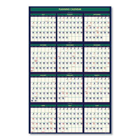 Four Seasons Business/academic Recycled Wall Calendar, 24 X 37, 12-month (july-june): 2024-2025, 12-month (jan To Dec): 2025