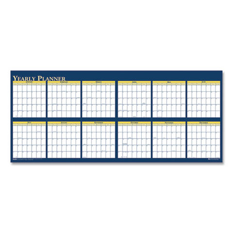 Recycled Reversible Yearly Wall Planner, 60 X 26, White/blue/yellow Sheets, 12-month (jan To Dec): 2025