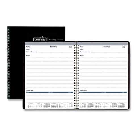 Recycled Meeting Note Planner, 11 X 8.5, Black Cover, 12-month (jan To Dec): 2025