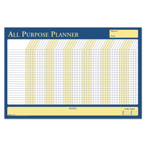 100% Recycled All-purpose/vacation Planner, 12-month Planning/scheduling Calendar, 36" X 24", Multicolor Surface