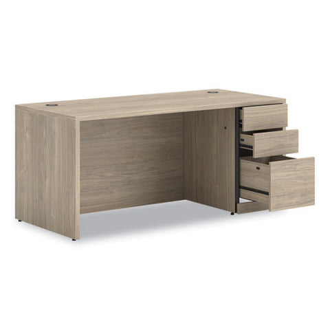 10500 Series Single Pedestal Desk, Right Pedestal: Box/box/file, 66" X 30" X 29.5", Kingswood Walnut