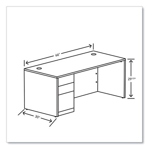 10500 Series Single Pedestal Desk, Left Pedestal: Box/box/file, 66" X 30" X 29.5", Kingswood Walnut