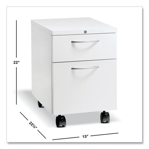 Flagship Mobile Pedestal, Left/right, 2-drawer: Box/file, Letter, White, 15 X 22.88 X 22