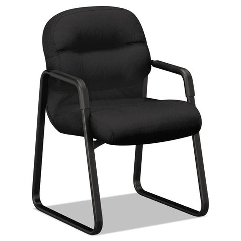 Pillow-soft 2090 Series Guest Arm Chair, Fabric Upholstery, 23.25" X 28" X 36", Black Seat, Black Back, Black Base