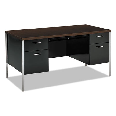 34000 Series Double Pedestal Desk, 60" X 30" X 29.5", Mocha/black