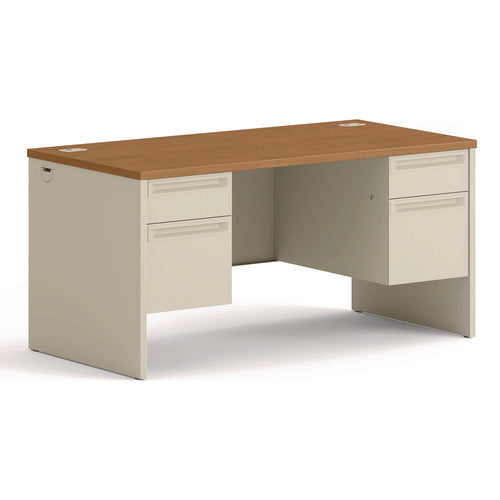 38000 Series Double Pedestal Desk, 60" X 30" X 29.5", Harvest/putty