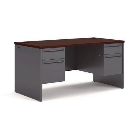 38000 Series Double Pedestal Desk, 60" X 30" X 29.5", Mahogany/charcoal