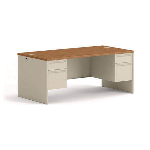 38000 Series Double Pedestal Desk, 72" X 36" X 29.5", Harvest/putty