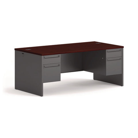 38000 Series Double Pedestal Desk, 72" X 36" X 29.5", Mahogany/charcoal