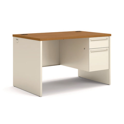 38000 Series Right Pedestal Desk, 48" X 30" X 29.5", Harvest/putty