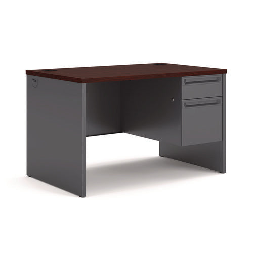 38000 Series Right Pedestal Desk, 48" X 30" X 29.5", Mahogany/charcoal