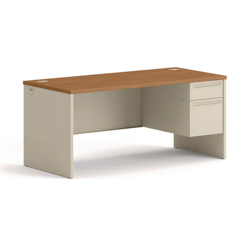 38000 Series Right Pedestal Desk, 66" X 30" X 29.5", Harvest/putty