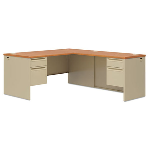 38000 Series Left Pedestal Desk, 66" X 30" X 29.5", Harvest/putty