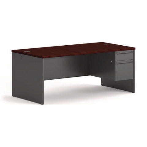 38000 Series Right Pedestal Desk, 72" X 36" X 29.5", Mahogany/charcoal