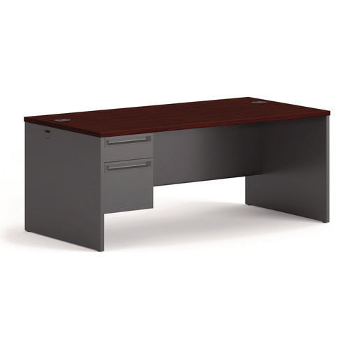 38000 Series Left Pedestal Desk, 72" X 36" X 29.5", Mahogany/charcoal