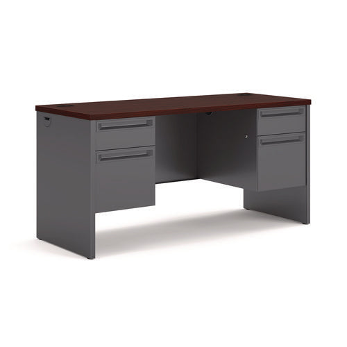 38000 Series Kneespace Credenza, 60w X 24d X 29.5h, Mahogany/charcoal