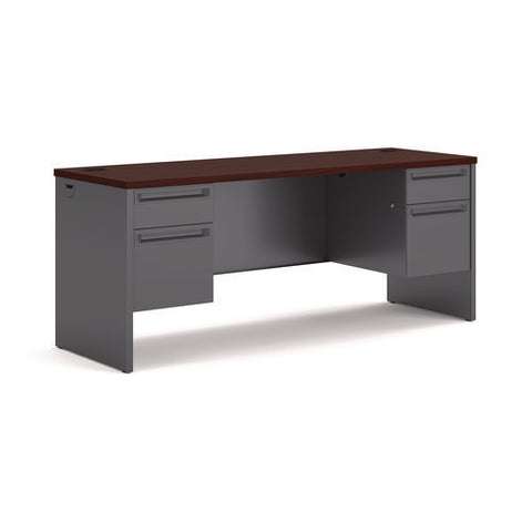 38000 Series Kneespace Credenza, 72w X 24d X 29.5h, Mahogany/charcoal