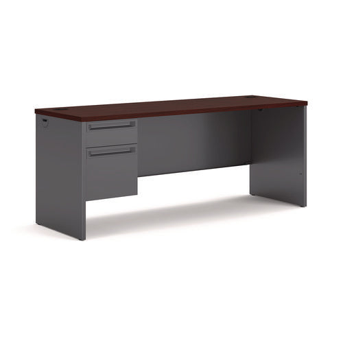 38000 Series Left Pedestal Credenza, 72w X 24d X 29.5h, Mahogany/charcoal